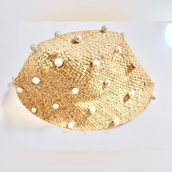 Kate Spade Pearl Embellished Straw Cloche Raffia Bucket Hat main image 4
